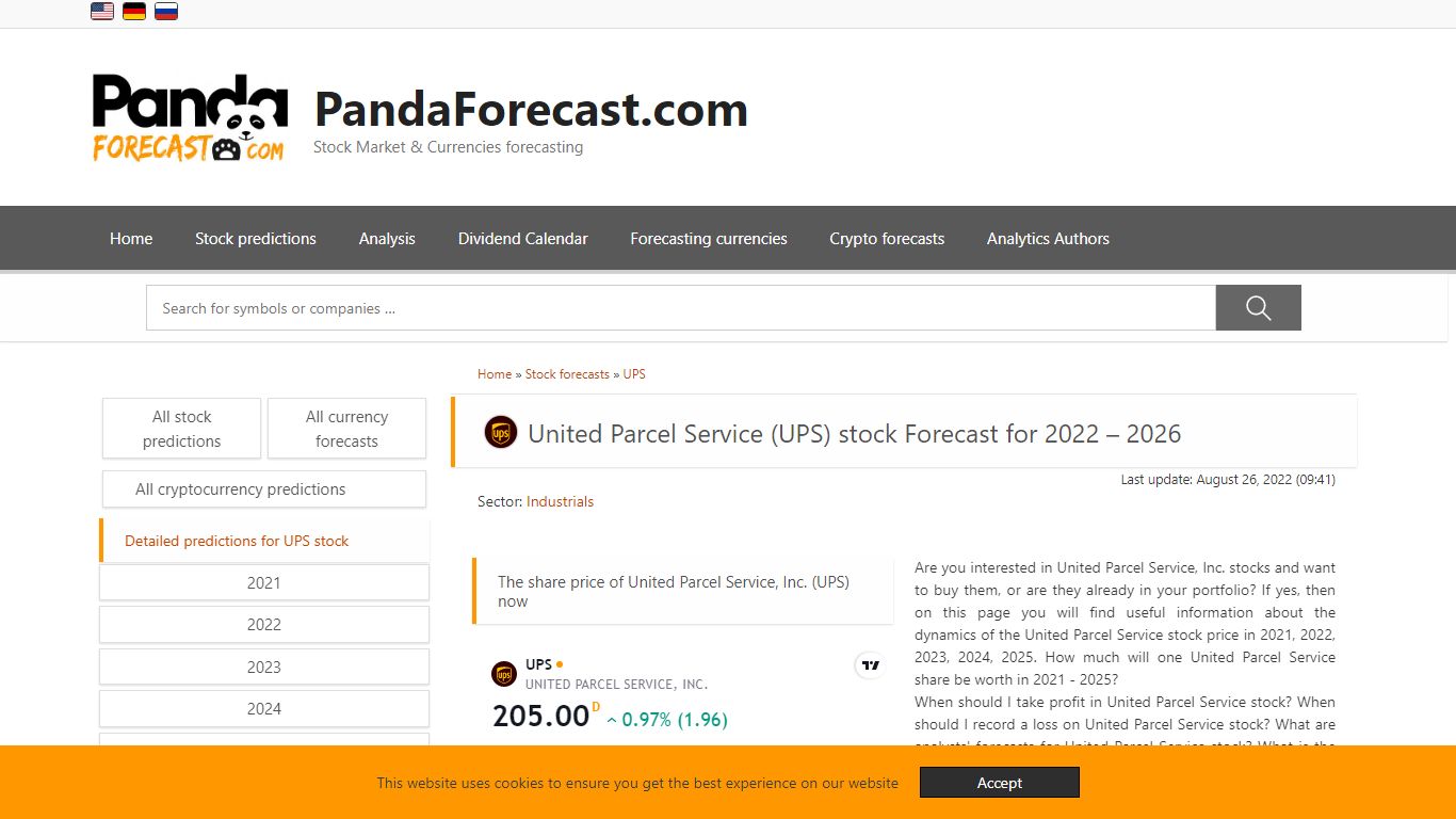 United Parcel Service (UPS) stock Forecast for 2021 – 2025